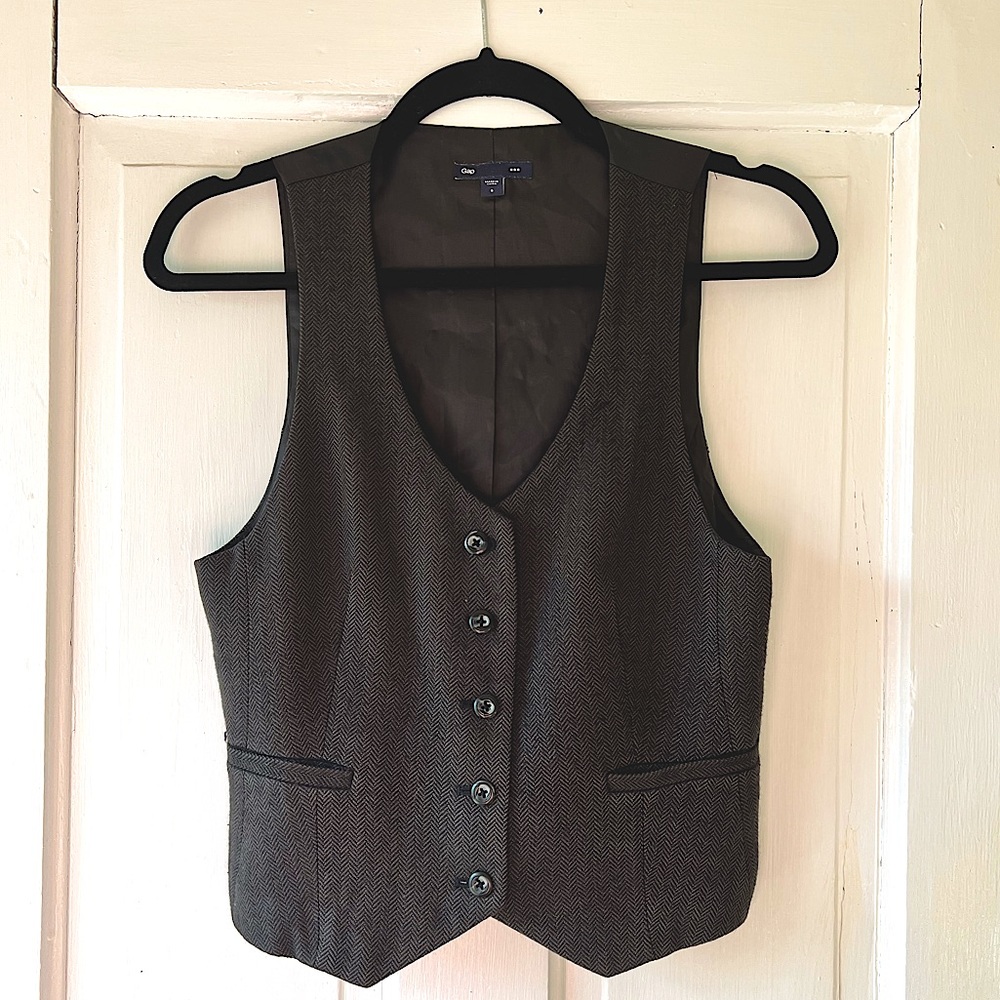 Gap women’s tweed vest small black and grey